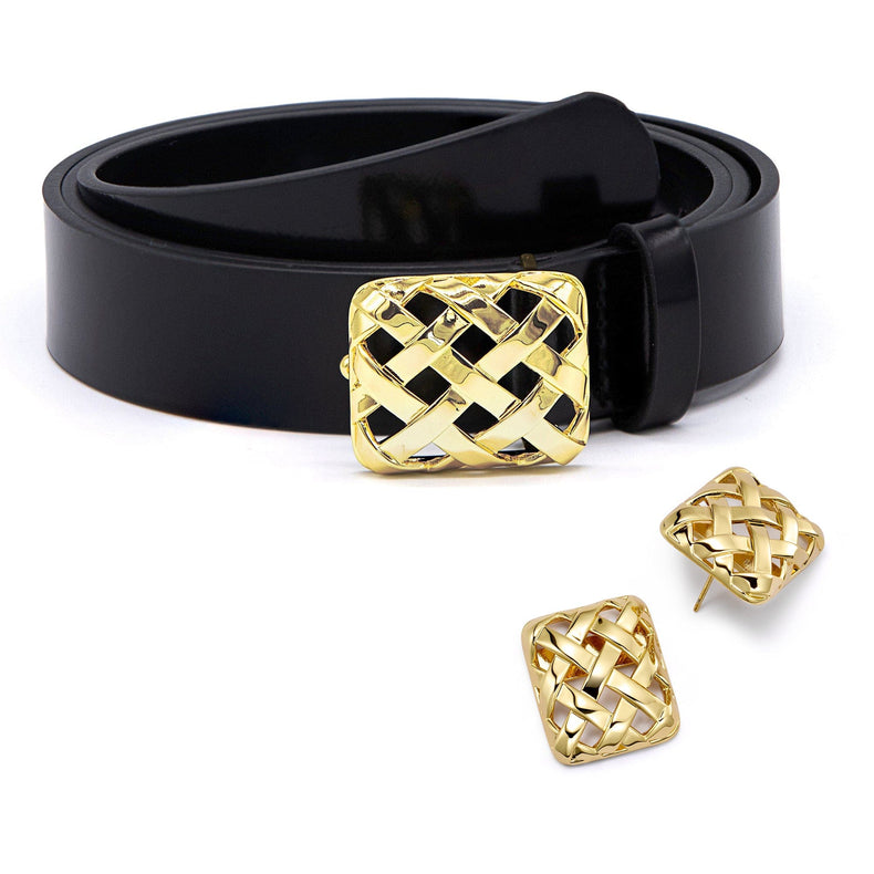 Polly Woven Leather Look 18ct Gold Plate