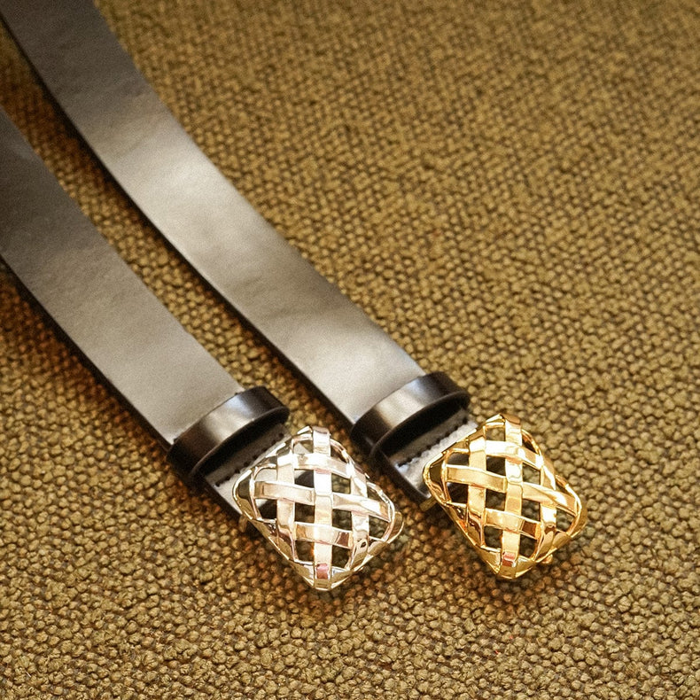 Polly Woven Leather Look Silver Plate