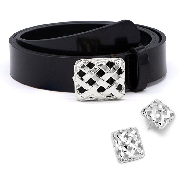 Polly Woven Leather Look Silver Plate