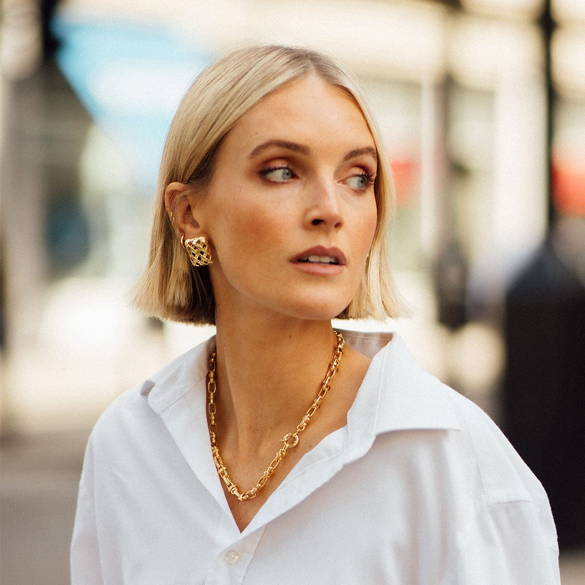 Polly Woven Square Stud Earrings 18ct Gold Plate