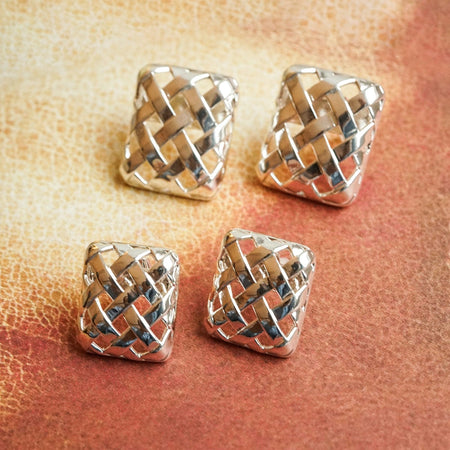 Polly Newman Woven Square Studs Silver Plate recommended