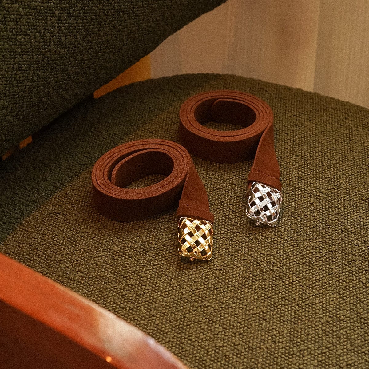 Polly Woven Suede Look Silver Plate