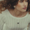Strata Square Earrings & Necklace Set Silver Plate