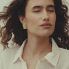 Oversized Strata Square Studs Earrings 18ct Gold Plate
