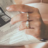 Polly Newman Mixed Metal Crystal Ring Stack Silver Plate