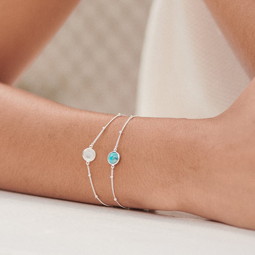 Rainbow Moonstone Healing Stone Bobble Bracelet Sterling Silver