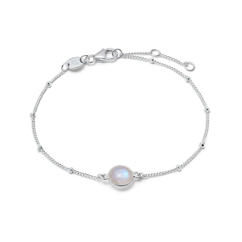 Rainbow Moonstone Healing Stone Bobble Bracelet Sterling Silver