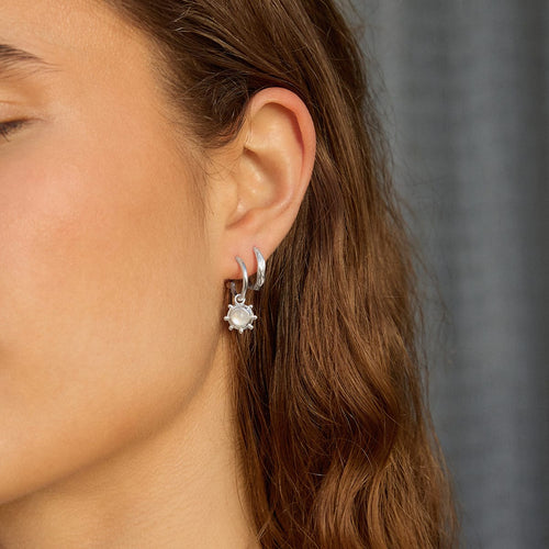 Rainbow Moonstone Healing Stone Charm Earrings Sterling Silver