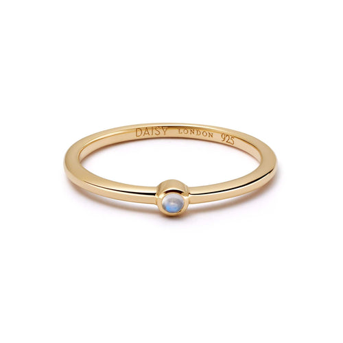 Rainbow Moonstone Healing Stone Ring 18ct Gold Plate