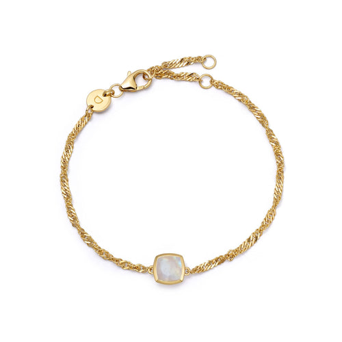 Moonstone June Birthstone Charm Bracelet 18ct Gold Plate