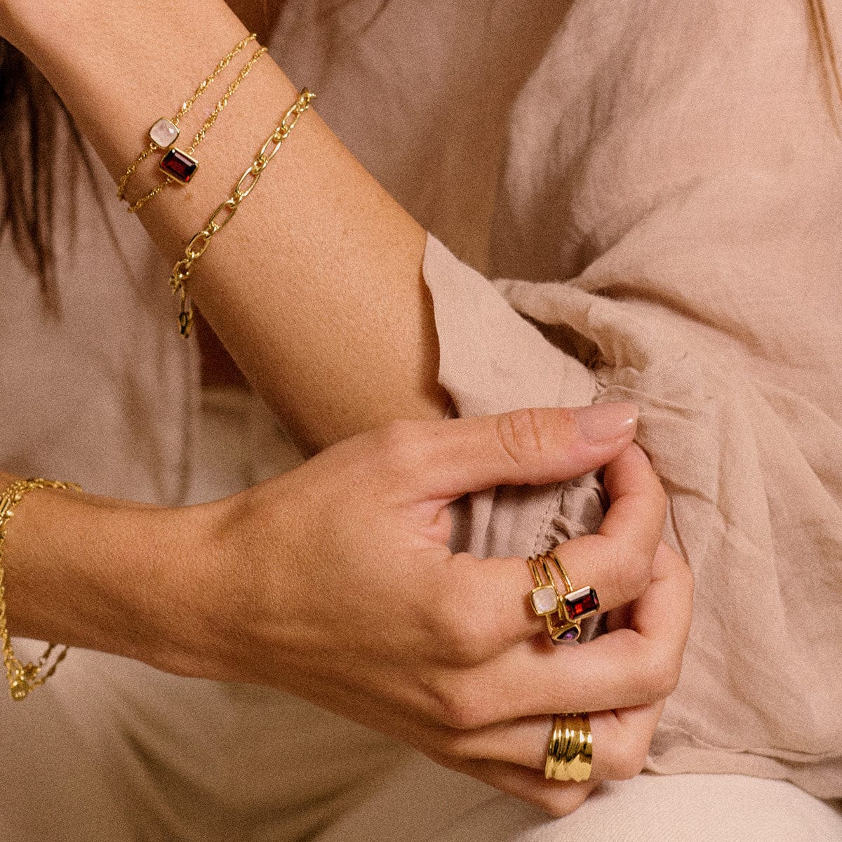 Moonstone June Birthstone Ring 18ct Gold Plate