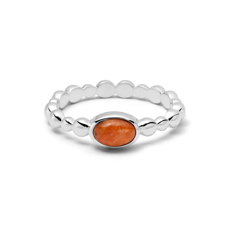 Red Coral Healing Stone Bobble Ring Sterling Silver recommended