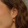 Red Coral Healing Stone Charm Earrings 18ct Gold Plate