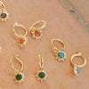 Red Coral Healing Stone Charm Earrings 18ct Gold Plate