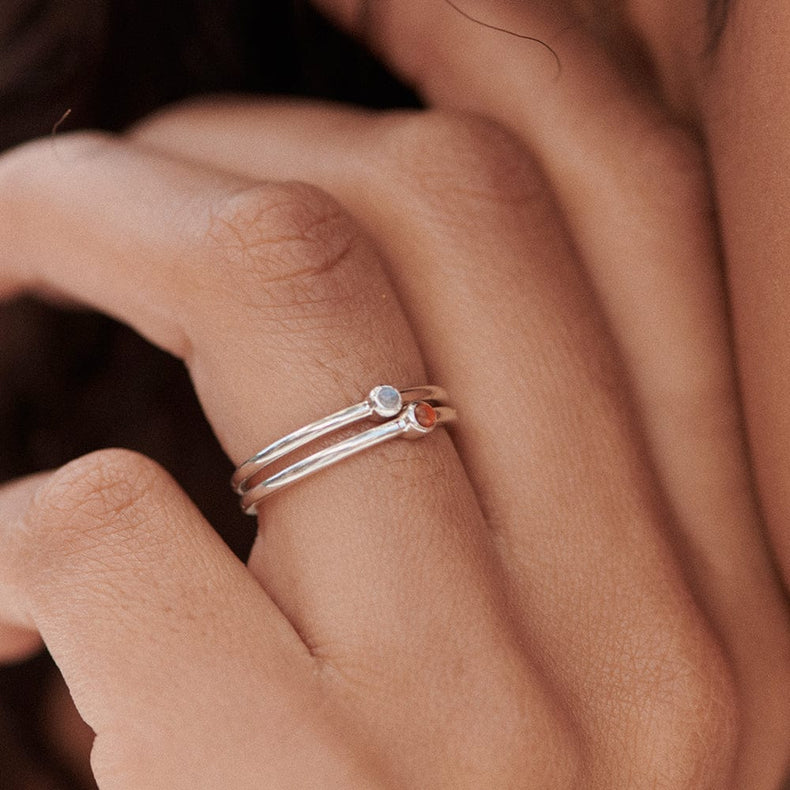 Red Coral Healing Stone Ring Sterling Silver