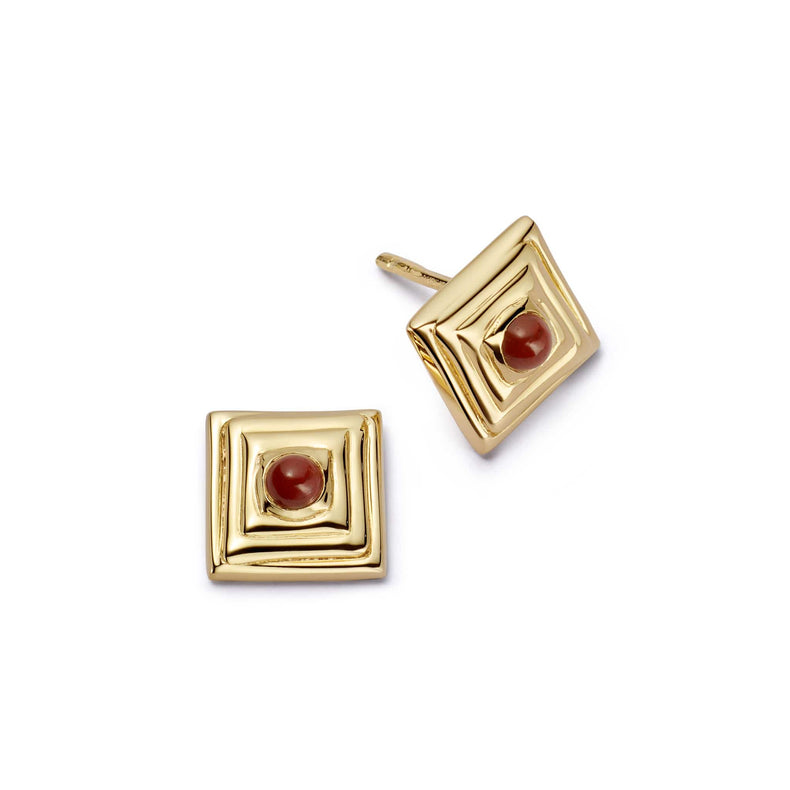 Red Jasper Mini Square Stud Earrings 18ct Gold Plate recommended