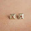 Red Jasper Mini Square Stud Earrings 18ct Gold Plate