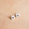 Red Jasper Mini Square Stud Earrings Sterling Silver