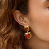 Red Jasper Organic Double Drop Earrings 18ct Gold Plate