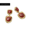 Red Jasper Organic Double Drop Earrings 18ct Gold Plate