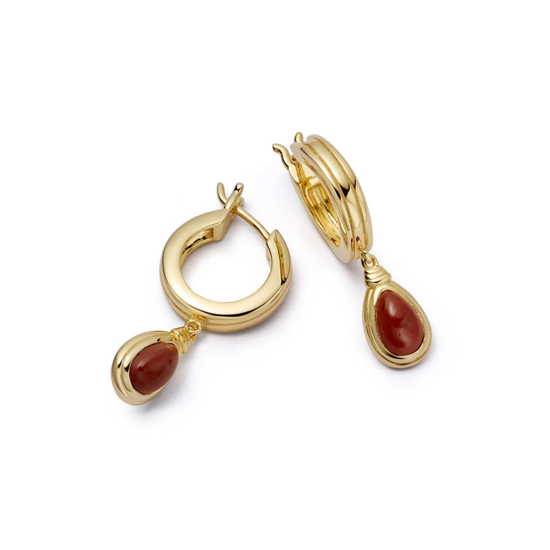 Red Jasper Pear Drop Earrings 18ct Gold Plate recommended