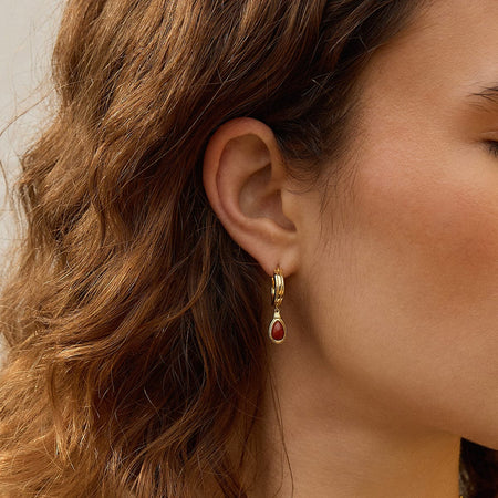 Red Jasper Pear Drop Earrings 18ct Gold Plate recommended
