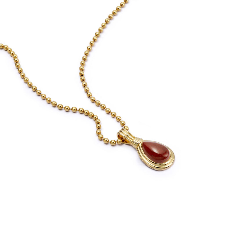 Red Jasper Pear Necklace 18ct Gold Plate recommended