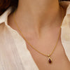 Red Jasper Pear Necklace 18ct Gold Plate