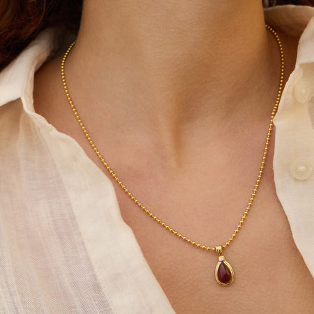 Red Jasper Pear Necklace 18ct Gold Plate recommended