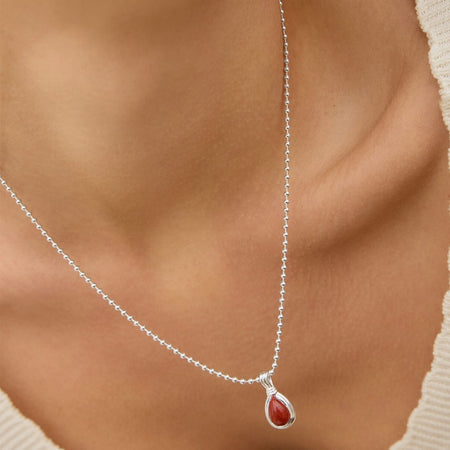 Red Jasper Pear Necklace Sterling Silver recommended