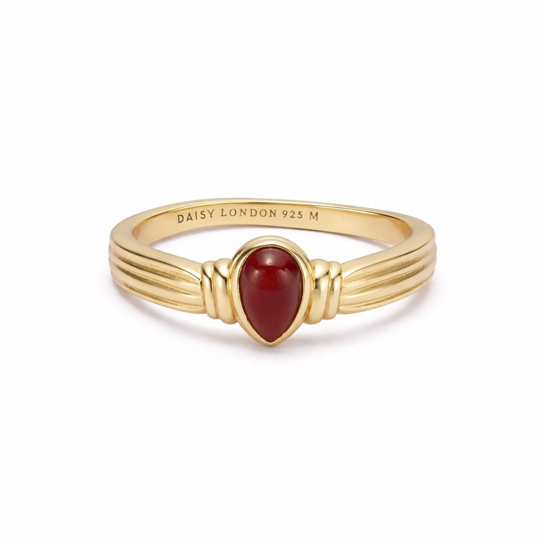 Red Jasper Pear Ring 18ct Gold Plate recommended