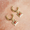 Red Jasper Square Chubby Hoop Earrings 18ct Gold Plate