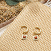 Red Jasper Square Chubby Hoop Earrings 18ct Gold Plate