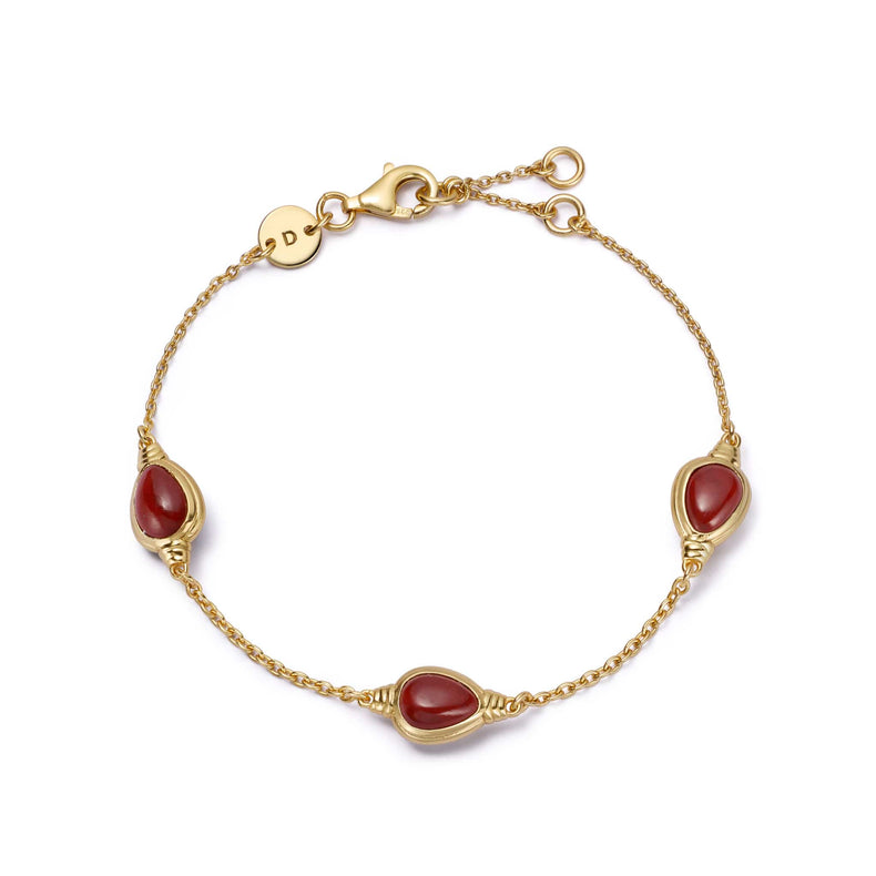 Red Jasper Triple Pear Bracelet 18ct Gold Plate recommended