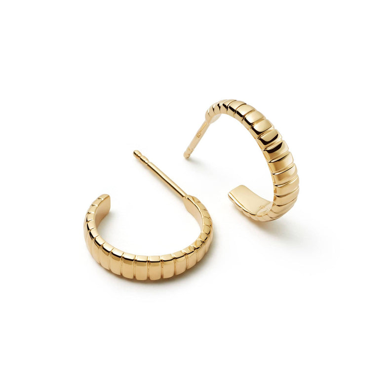 Ridged Hoop Earrings 18ct Gold Plate
