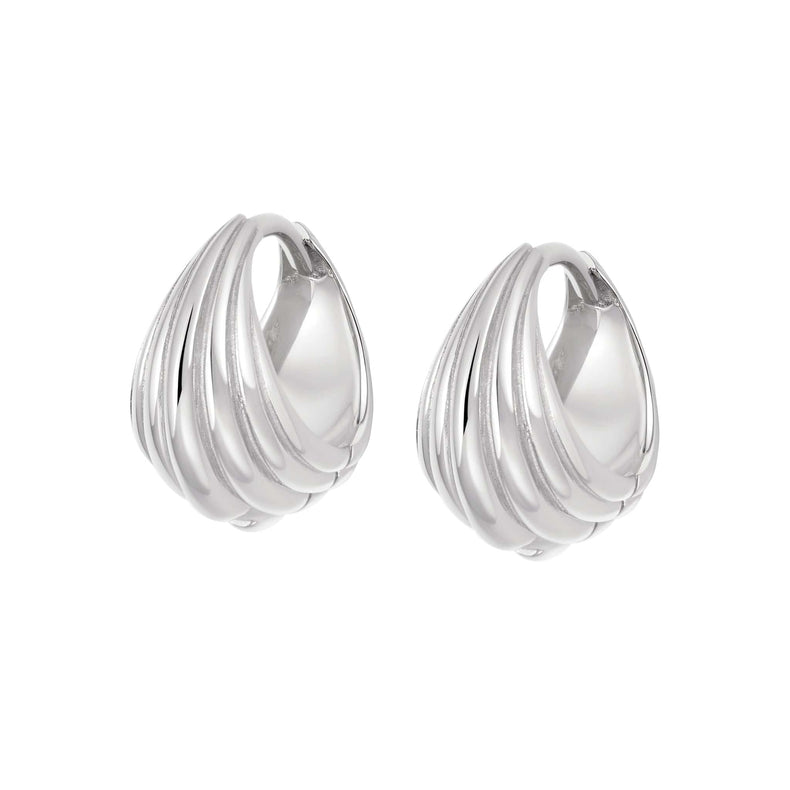 Ridged Huggie Earrings Sterling Silver