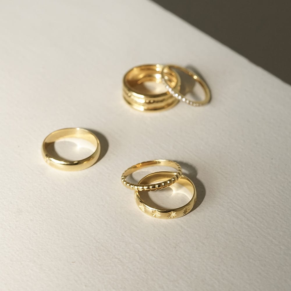 Dainty Ridged Stacking Ring 18ct Gold Plate – Daisy London