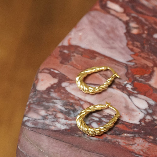 Rope Creole Hoop Earrings 18ct Gold Plate