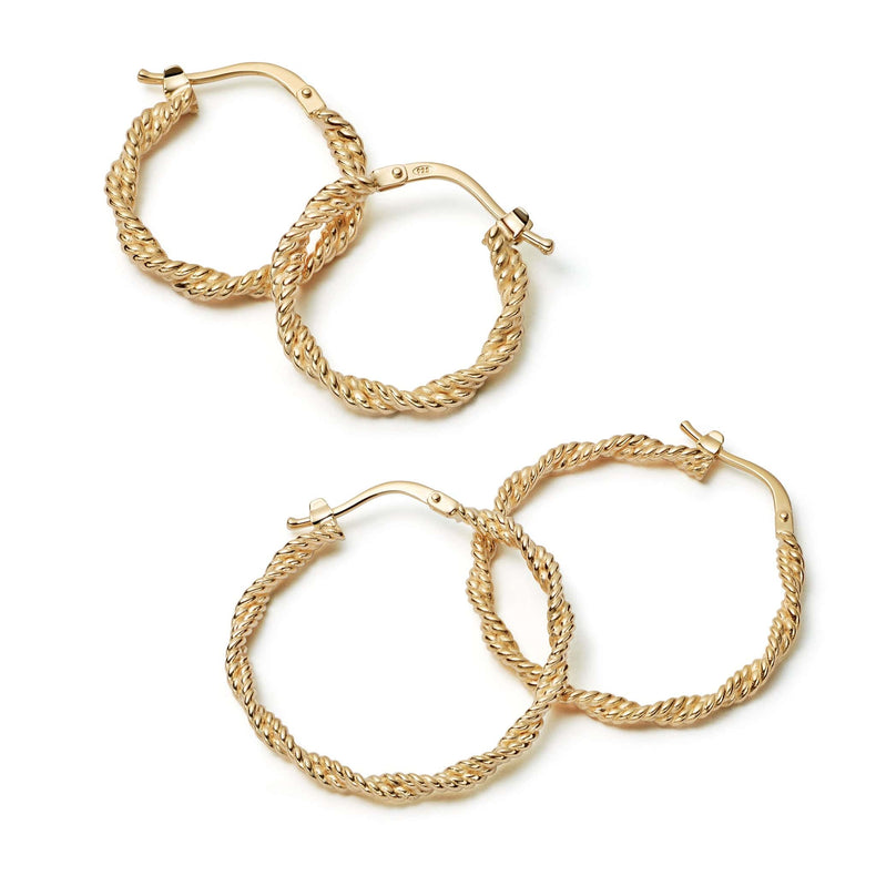 Rope Twist Earring Stack 18ct Gold Plate recommended