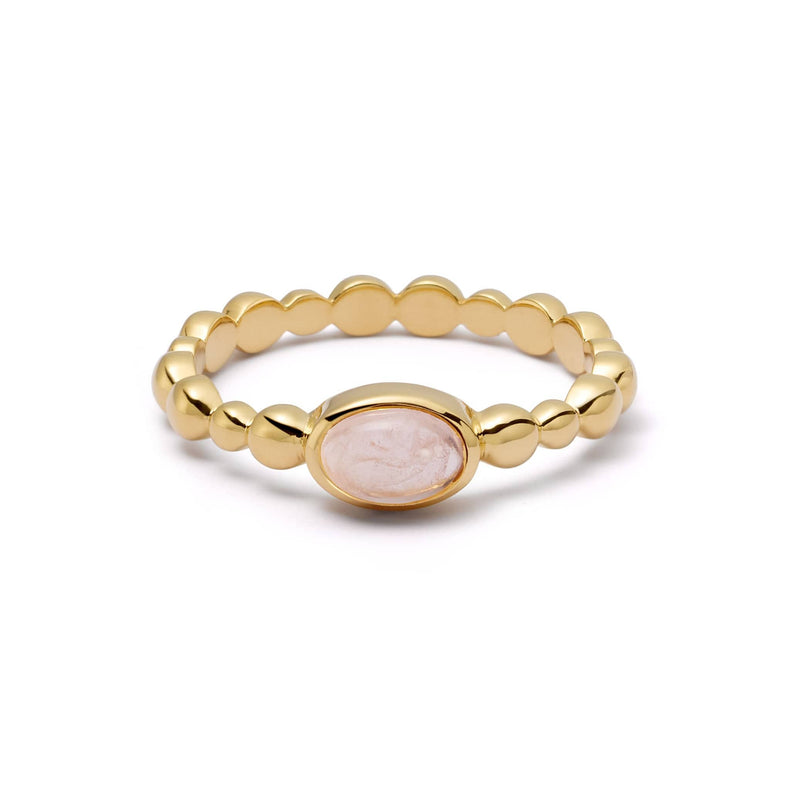 Rose Quartz Healing Stone Bobble Ring 18ct Gold Plate