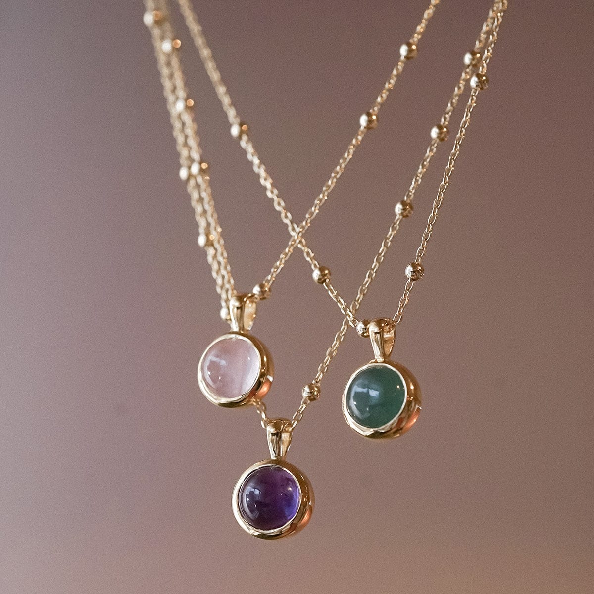 Rose Quartz Healing Stone Necklace 18ct Gold Plate