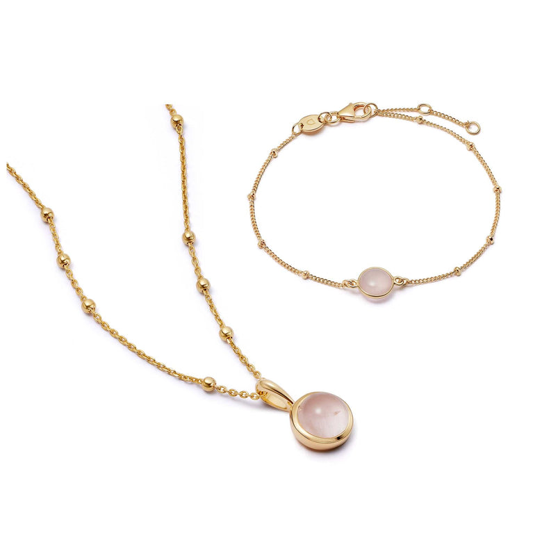 Rose Quartz Layering Set 18ct Gold Plate