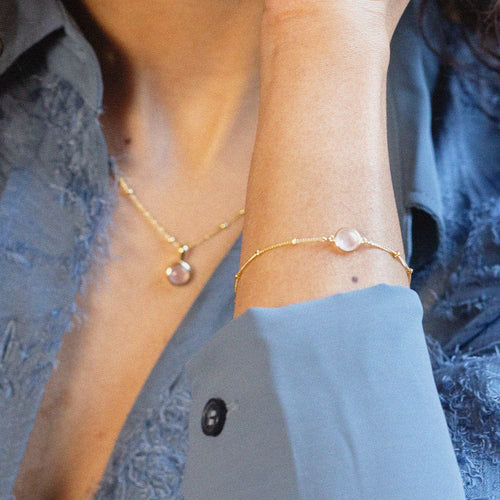 Rose Quartz Layering Set 18ct Gold Plate