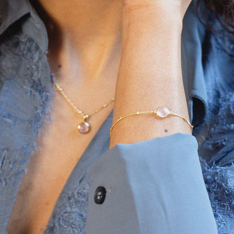 Rose Quartz Layering Set 18ct Gold Plate