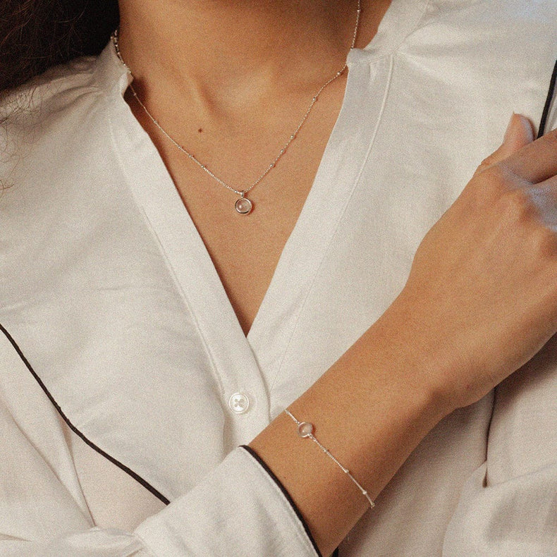 Rose Quartz Layering Set Sterling Silver