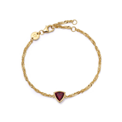 Ruby July Birthstone Charm Bracelet 18ct Gold Plate