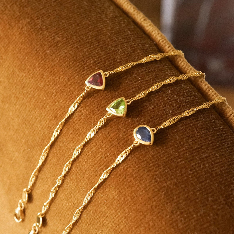 Ruby July Birthstone Charm Bracelet 18ct Gold Plate