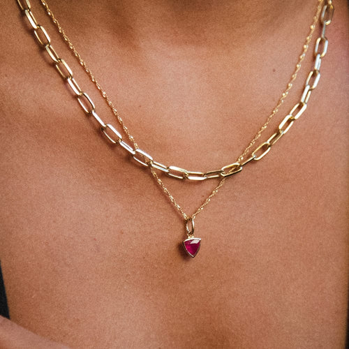 Ruby July Birthstone Charm Necklace 18ct Gold Plate