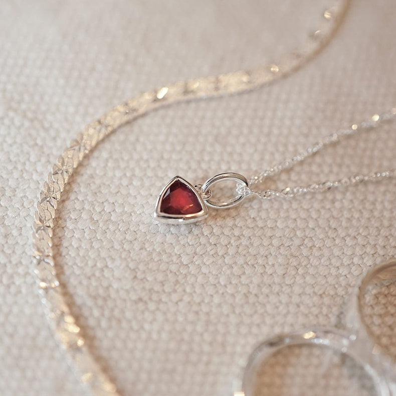 Ruby July Birthstone Charm Necklace Sterling Silver