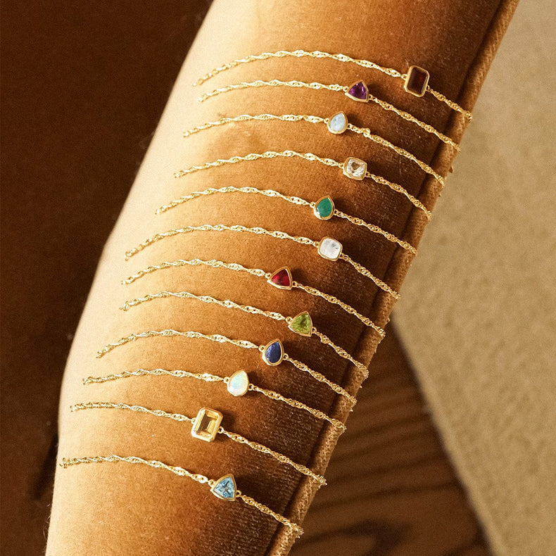 Sapphire September Birthstone Charm Bracelet 18ct Gold Plate